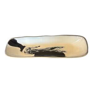 Nima Oberoi Lunares Rectangular Serving Dish Tray Black & White 11x3"